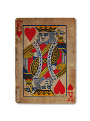 Image showing Very old playing card, King of hearts