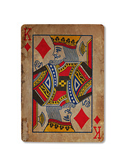 Image showing Very old playing card, King of diamonds