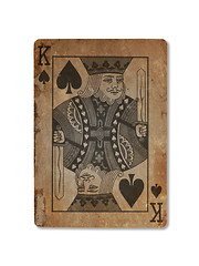 Image showing Very old playing card, King of spades