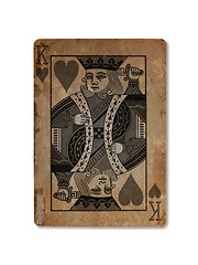 Image showing Very old playing card, King of hearts