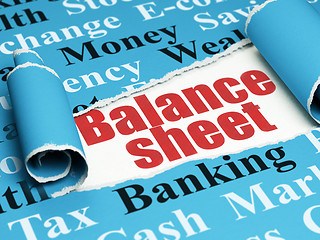 Image showing Banking concept: red text Balance Sheet under the piece of  torn paper