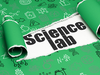 Image showing Science concept: black text Science Lab under the piece of  torn paper
