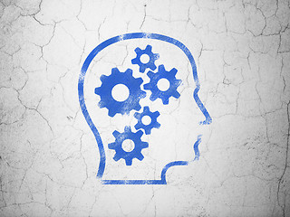 Image showing Finance concept: Head With Gears on wall background