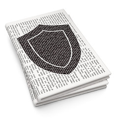 Image showing Safety concept: Shield on Newspaper background