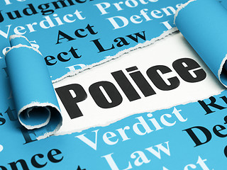 Image showing Law concept: black text Police under the piece of  torn paper