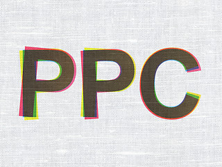 Image showing Marketing concept: PPC on fabric texture background