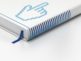 Image showing Social media concept: closed book, Mouse Cursor on white background