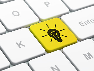 Image showing Business concept: Light Bulb on computer keyboard background