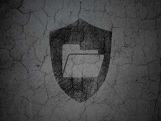 Image showing Finance concept: Folder With Shield on grunge wall background