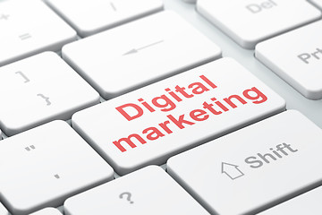 Image showing Advertising concept: Digital Marketing on computer keyboard background