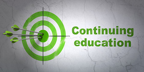 Image showing Learning concept: target and Continuing Education on wall background