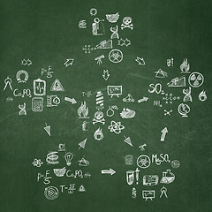 Image showing Education background: School Board with  Hand Drawn Science Icons