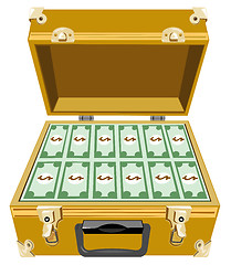 Image showing Gold briefcase with money