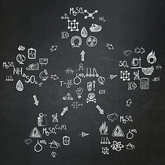 Image showing Education background: School Board with  Hand Drawn Science Icons