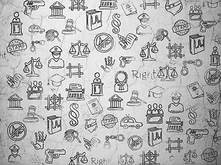 Image showing Grunge background:  wall texture with Painted Hand Drawn Law Icons