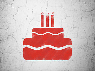 Image showing Holiday concept: Cake on wall background