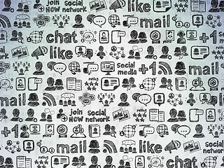 Image showing Digital background: Digital Paper with  Hand Drawn Social Network Icons