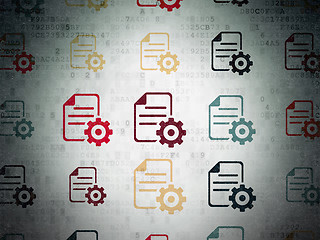 Image showing Database concept: Gear icons on Digital Paper background