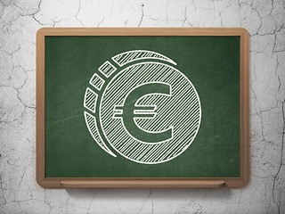 Image showing Banking concept: Euro Coin on chalkboard background