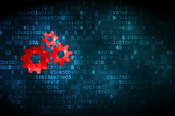 Image showing Web design concept: Gears on digital background