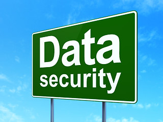 Image showing Protection concept: Data Security on road sign background