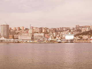 Image showing View of Genoa Italy from the sea vintage