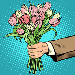 Image showing bouquet tulips flowers gift