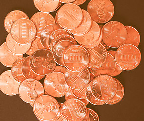 Image showing  Dollar coins 1 cent wheat penny vintage