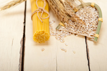 Image showing organic Raw italian pasta and durum wheat 