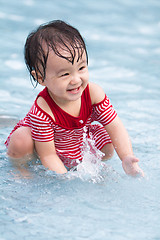 Image showing Chinese Little Girl Playing in Water