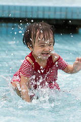 Image showing Chinese Little Girl Playing in Water