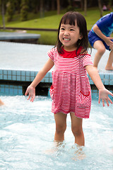 Image showing Chinese Little Girl Playing in Water