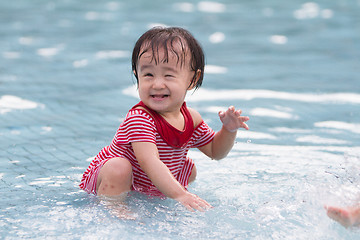 Image showing Chinese Little Girl Playing in Water
