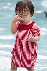 Image showing Chinese Little Girl Playing in Water