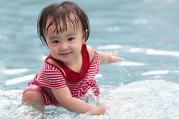 Image showing Chinese Little Girl Playing in Water