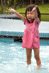 Image showing Chinese Little Girl Playing in Water