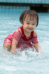 Image showing Chinese Little Girl Playing in Water