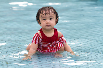 Image showing Chinese Little Girl Playing in Water