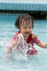 Image showing Chinese Little Girl Playing in Water