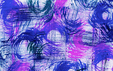 Image showing Swirled brush marks in blue and pink