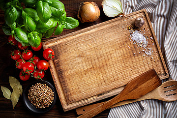 Image showing cooking background with old cutting board