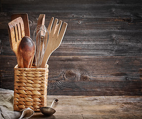 Image showing cooking utensil on wooden table