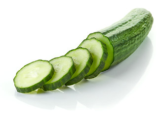 Image showing fresh green sliced cucumber