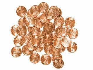 Image showing  Dollar coins 1 cent wheat penny vintage