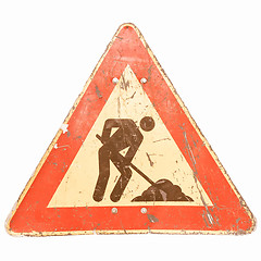 Image showing  Roadworks sign vintage