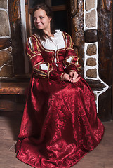 Image showing Portrait of elegant woman in medieval era dress