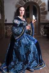 Image showing Portrait of elegant woman in medieval era dress