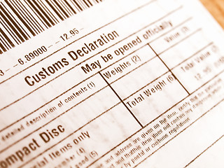 Image showing  Customs declaration vintage