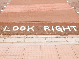 Image showing  Look Right sign vintage