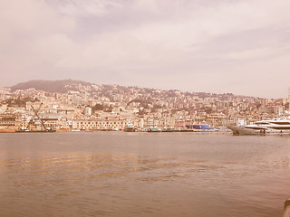 Image showing View of Genoa Italy from the sea vintage